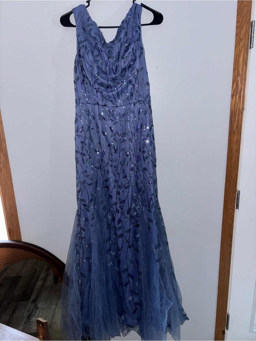 Embellished Navy Blue Evening Gown